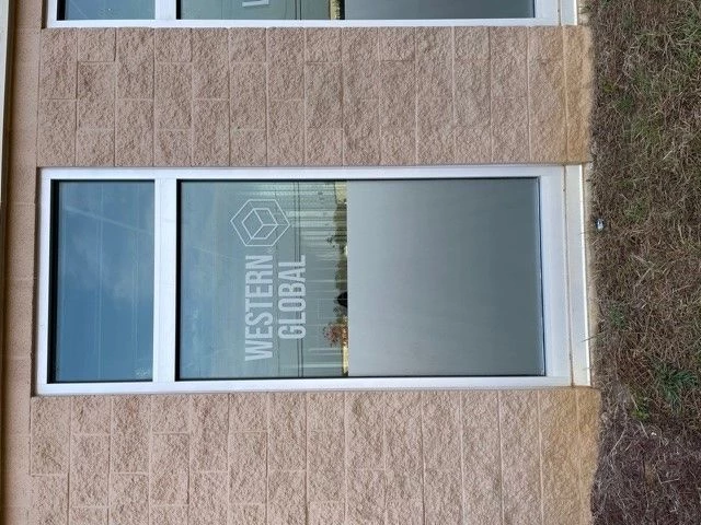 Does your office need a little privacy from the outside world? Frosted vinyl is a classic way to achieve that. Whether its full coverage or has your logo, ask us how we can make that happen!